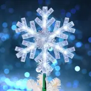 Snowflake Christmas Tree Topper, 9 Inch Christmas Tree Topper Ornament with 15 W