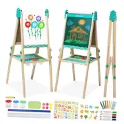 Kids Wooden Easel Foldable Double Sided Whiteboard Blackboard Children Art