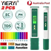 2PCS YIERYI Digital Water Quality Tester Meter Pen PH TDS EC Pool Test Monitor