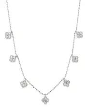 Bloomingdale's Fine Collection Diamond Clover Station Necklace in 14K White Gold, 1.0 tcw