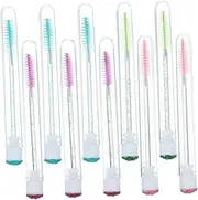 COMPUKAS 10Pcs Eyelash Brushes with Tube Versatile Mascara Applicator and Eyebrow Wand for Eyelash Extensions Lightweight Design for Makeup Bags and Handbags