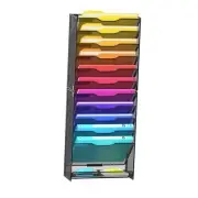 12 Tier Wall File Organizer, Mesh Letter Magazine Mail Wall File Holder Rack