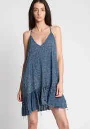 New One Teaspoon Muslin Wanderer Dress Womens XS Polka Dot Blue Spot Cotton