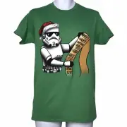 NWT Delta Star Wars Santa Clone Trooper Checking List Christmas Tee S