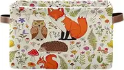 Cute Animals Fox Beige Closet Storage Bins, Rectangle Collapsible Storage Containers with Handles