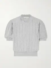 [Ulla Johnson] Ulla Johnson - Gemma Crochet-trimmed Pointelle-knit Sweater - Gray - large large Gray