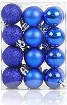 Christmas Decorations, T Tersely 24 Pack 3CM 1.18in Small Christmas Balls Ornaments for Xmas Tree - Shatterproof Christmas Tree Decorations Xmas Balls Baubles Set (Blue)
