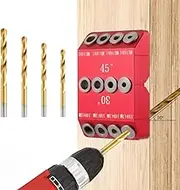 MIAOYIMIAO Drill Guide Jig 30/45/90 Degree Portable for Drilling Angled and Straight Hole Drilling Template Block Cable Railing Lag Screw Kit Wood Post with 4 Drill Bits, Multi-Angle Drill Guide