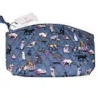 Vera Bradley CAT'S MEOW Grand Travel Cosmetic Bag Cotton Zip Closure NEW