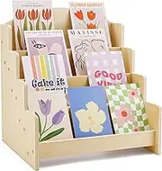 Exood Greeting Card Organizer Display Stand - Multi-Purpose 4-Tiered Wooden Rack for Vendors, Counter Retail Display for Postcards, Brochures, Photos, Pictures, and Stickers