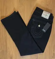 True Religion Ricky Relaxed Straight Flap SN Body Rinse Black Jeans Men's 34x30