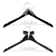 Bride and Groom Hanger Set for Wedding Dress and Tuxedo, Wooden Wire Hangers