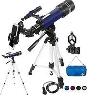 Telescope for Kids Adults Astronomy Beginners 70Mm Aperture Refractor Telescope for Astronomy with Tripod/Phone Adapter/Wire Shutter/Moon Filter/Backpack