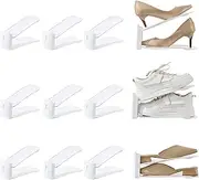 Uni HIMO 12 Pack Shoe Slots Organizer Adjustable Level Shoe Stacker Holder Storage Space Saving Sneakers Display Tray Rack for Closet (White, 12Pack)