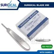 100 Scalpel Blades #60 Surgical Dental ENT Instruments with FREE BP Handle!