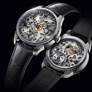 TISSOT 天梭 官方授權T-Complication Squelette 3D鏤空手動上鍊機械錶-T0704051641100