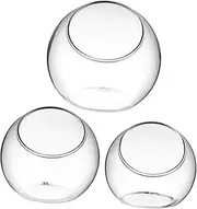 PartyKindom 3 Pcs Glass Terrarium Planters Vases for Air Plants Succulents Miniature Gardens Stylish Desktop Containers for Home Office Decor