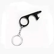 No-Touch Door Opener, 1pcs Multi-Tool Opener Keyring Tool Safe Touch Key for Outdoor ATM Machine Elevator (Black, Zinc Alloy)