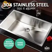 Cefito Kitchen Sink 70 x 45 cm Stainless Steel Basin Single Bowl Silver