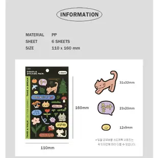 Angela🇰🇷韓國代購 iconic 手帳貼紙 手帳素材 日記裝飾貼紙 無痕貼紙 貓咪 手機貼紙 6入