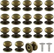 ZZLZX 18PCS 12x11mm Bronze Mini Round Head Knobs Vintage Antique Drawer Metal Round Head Pull Handle Knobs with 18 Screws for Jewelry Box Gift Case Wood Case Drawer Cabinets