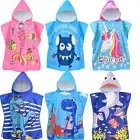 Kids Hooded Beach Towel Poncho Bath Pool Changing Robe Unicorn Shark Mermaid AU