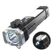 LED Flashlight Super Bright Torch Safety Hammer Magnet Work Lamp with Side Light