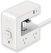 PHILIPS Desk Table Clamp Powerboard, Desktop Edge Mount Charging with 4x10A Outlets + 2xUSB A +2xUSB C (8 Devices), Overload Surge Protector, 1.2m Extension Cord Desktop Power Board with USB C