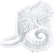 COHEALI Stencils for Crafts Decor Elephant Head Casting Mold Silicone Casting Mold Elephant Head Modeling Mold DIY Silicone Mold Elephant Head Mold 3D Silica Gel White Ornaments Epoxy