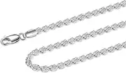 [Waitsoul] 925 Sterling Silver Rope Chain Lobster Clasp 2.5mm Silver Chain for Men Women Silver Necklace Chain 16-30 Inches…