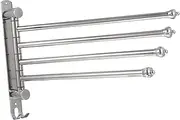 SHINEOFI Stainless Steel Punching Swivel Towel Rack with Hooks Space Saving Towel Organizer for Bathroom Easy to Install with Bottom Storage for Items
