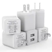 6Pack USB Wall Charger, 2.4A/5V Dual Port USB Cube Power Adapter Charger Plug...