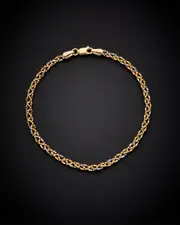 14K Italian Tri-Tone Gold Braided Bracelet