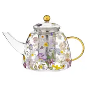 Ashdene Pressed Flowers Glass Teapot - Robins Kitchen