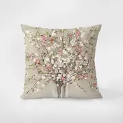 Cushion Covers Cushion Covers 40cm x 40cm Pink Green Flowers Cushion Covers Invisible Zipper Sofa Cushions Outdoor Cushions Garden Cushions Decorative Pillows Square Pillow Case