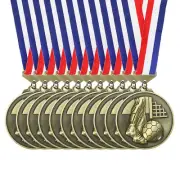 10 Pcs Football Mesh Print Gold Award Medals with Neck Ribbons, Gold