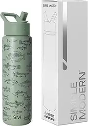 Simple Modern Father's Day Summit Water Bottle with Straw Lid | Vacuum Insulated Stainless Steel Metal Thermos | Reusable Leak Proof BPA-Free Flask for Sports Gym | 30oz, Fish On
