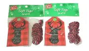 2 Packs 12 Christmas Deer Gift Hang Tag 24 Red Peace Joy Love String Present