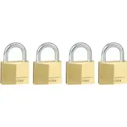 Master Lock 130QAU 30mm Diamond Brass Padlock 4/Pack KA, 4 Keys