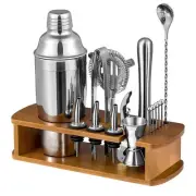 16 Piece Bartender Kit with Bamboo Stand | Cocktail Shaker Set Essential Bar ...