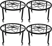 yosager 4 Pack Metal Plant Stands for Flower Pot, Heavy Duty Black Iron Potted Stand Holder, Indoor Outdoor Rustproof Metal Planter Container Round Supports Display Rack for Home & Garden Decor