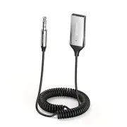Aux to Bluetooth 5.3 Adapter 3.5mm Bluetooth Receiver for Car USB 2.0 Silver