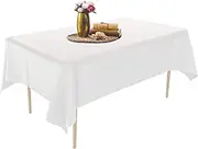 (6 Pack) Puricon Disposable Plastic Tablecloths 54 x 108 Inch, Premium Rectangle Table Cover for Yard BBQ Buffet Table, Parties, Holiday Dinner, Wedding, Anniversary and More -White
