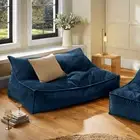 Cadence & Co. Wilde Ribbed Luxe Fleece Double Sofa Bean Bag Lounge Cover Teal