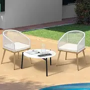 Livsip 3 Pcs Outdoor Patio Setting Bistro Set Lounge Furniture Sets 70cm Table