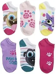 [Disney] ~ Puppy Dog Pals Girls Socks, 6 Pack No Show Colorful Soft Fun Socks ~ Little & Big Girls S/M/L
