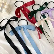 Ribbon Bow Hair Tie 05 - Off-White - One Size