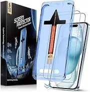 MAGIC JOHN 2 Pack for iPhone 15 6.1 inch Tempered Glass Screen Protector, Auto Dust-Elimination, Bubble Free, HD Clear, Easy Installation
