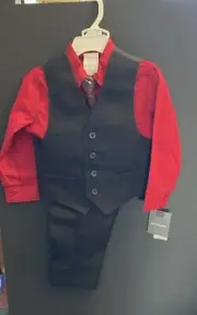 Van Heusen 4 Piece Ensemble Set Size 2T Red and Black
