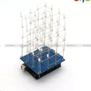 4X4X4 3D Light Cube Kit Blue Arduino Shield LED Precise DIY Kit D